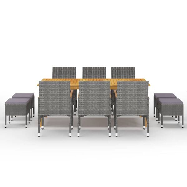 vidaXL 11 Piece Garden Dining Set Grey
