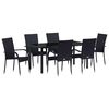 vidaXL Garden Dining Set 7 pcs Black Powder-Coated Steel