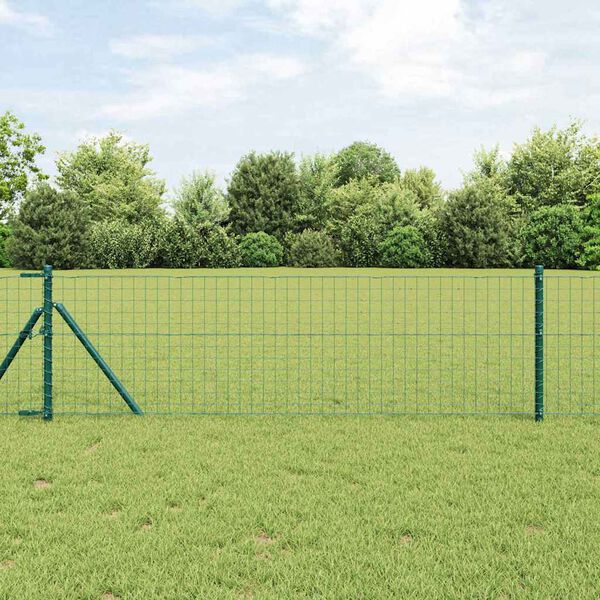 vidaXL Fence Posts Manual 13 pcs Green Ø32mm 100 cm Galvanised steel