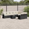 vidaXL 10 Piece Garden Sofa Set with Cushions Black Poly Rattan