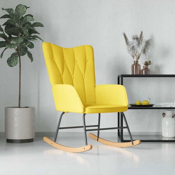 vidaXL Rocking Chair Mustard Yellow Fabric