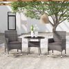 vidaXL 3 Piece Garden Dining Set Poly Rattan Grey