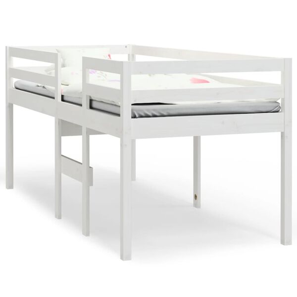 vidaXL High Sleeper Bed without Mattress White 90x190 cm Single Solid Wood Pine