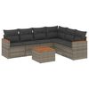 vidaXL 7 Piece Garden Sofa Set with Cushions Grey Poly Rattan