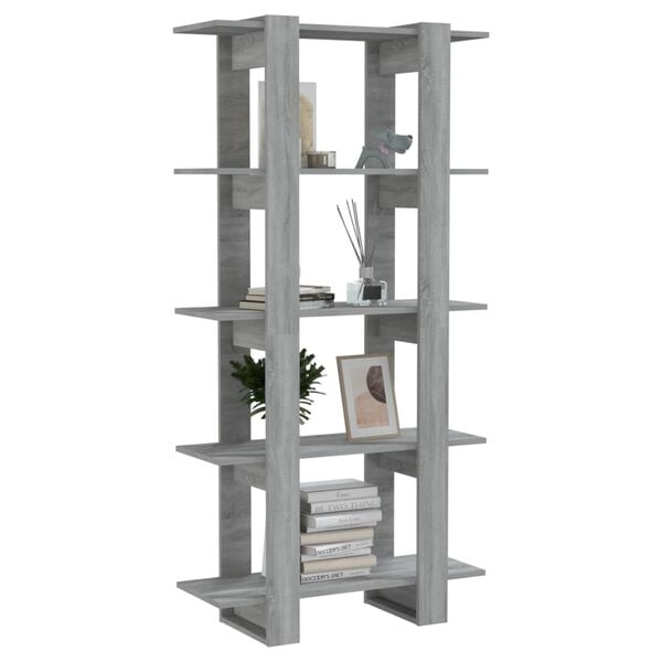 vidaXL Book Cabinet/Room Divider Grey Sonoma 80x30x160 cm Engineered Wood