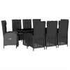 vidaXL 9 Piece Garden Dining Set with Cushions Black Poly Rattan