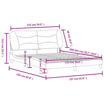 vidaXL Bed Frame with Headboard Black and White 152x203 cm Faux Leather