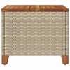 vidaXL Garden Table Beige 45x45x37 cm Poly Rattan Acacia Wood