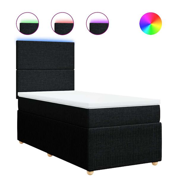 vidaXL Box Spring Bed with Mattress Black King Single Fabric