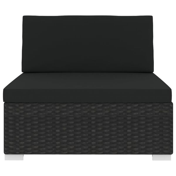 vidaXL Sectional Middle Seat 1 pc with Cushions Poly Rattan Black