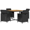 vidaXL 5 Piece Garden Dining Set with Cushions Poly Rattan Black