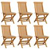 vidaXL Folding Chairs with Beige Cushions 6 pcs Solid Teak Wood