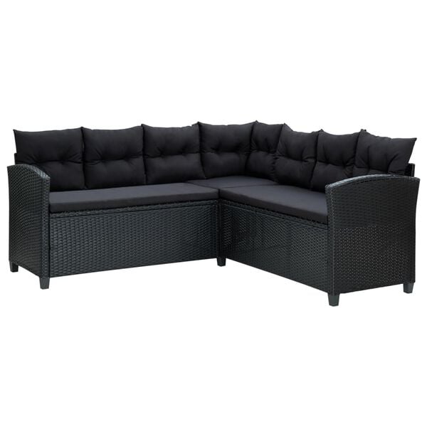 vidaXL 6 Piece Garden Lounge Set with Cushions Poly Rattan Black