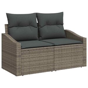 vidaXL Garden Sofa Set with Cushion 7 pcs Grey Poly Rattan