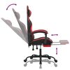 vidaXL Swivel Gaming Chair with Footrest Black&Red Faux Leather