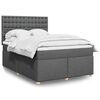 vidaXL Box Spring Bed with Mattress Dark Grey Double Fabric