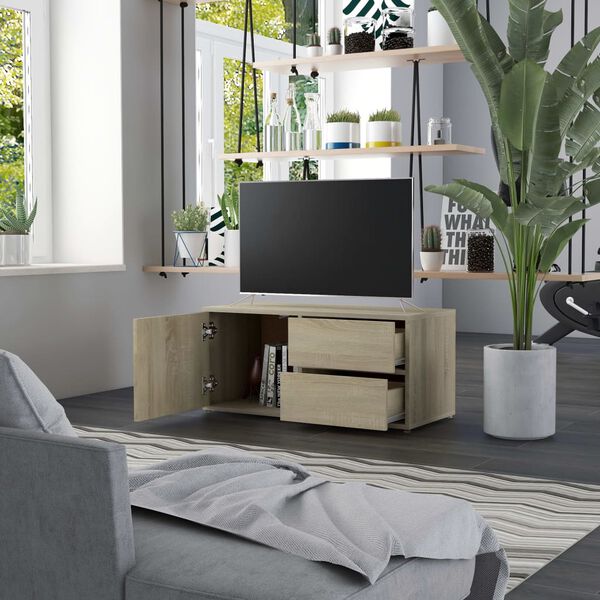 vidaXL TV Cabinet Sonoma Oak 80x34x36 cm Engineered Wood