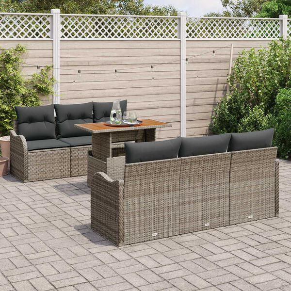 vidaXL Garden Sofa Set with Cushion Manual 7 pcs Grey