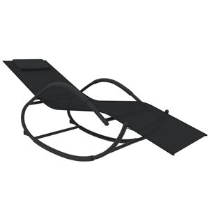 vidaXL Rocking Sun Lounger Black Steel and Textilene