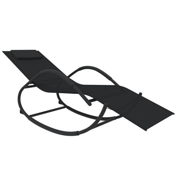 vidaXL Rocking Sun Lounger Black Steel and Textilene