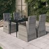 vidaXL 5 Piece Garden Dining Set with Cushions Grey