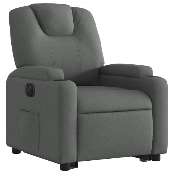 vidaXL Electric Stand up Recliner Chair Dark Grey Fabric