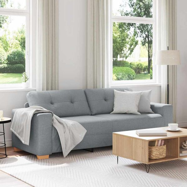 vidaXL 3-Seater Sofa Light Grey 220x78x80 cm Fabric