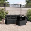 vidaXL 5 Piece Garden Sofa Set with Cushions Black Poly Rattan