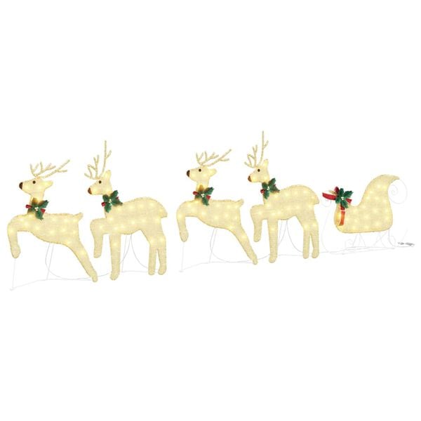 vidaXL LED Reindeers 5 pcs Gold Fabric