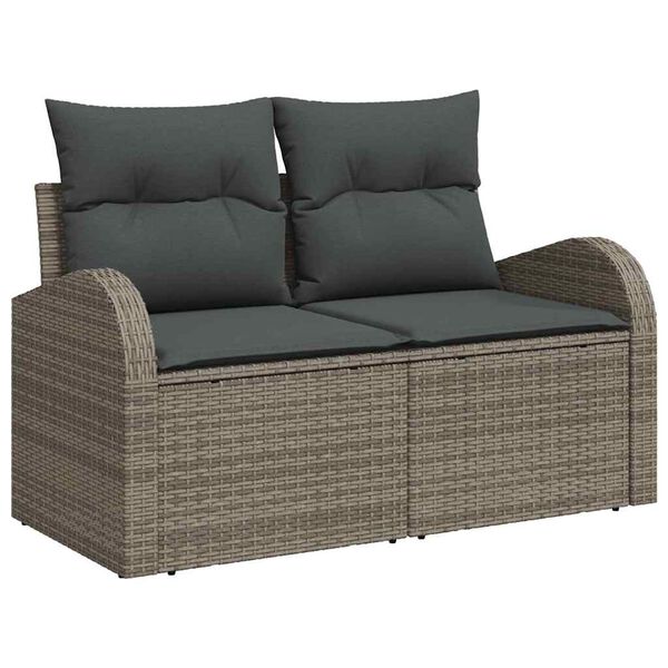 vidaXL Garden Sofa Set with Cushion Manual 7 pcs Grey Poly Rattan