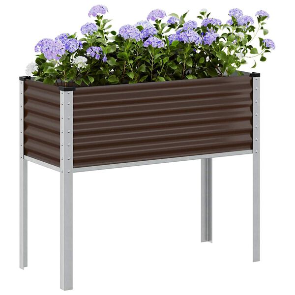 vidaXL Garden Planter Brown 100x45x90 cm Steel