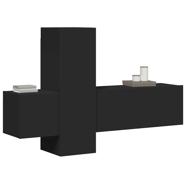 vidaXL 3 Piece TV Cabinet Set Black Engineered Wood