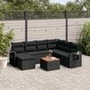 vidaXL 8 Piece Garden Sofa Set with Cushions Black Poly Rattan