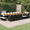 vidaXL 19 Piece Garden Dining Set with Cushions Black Poly Rattan