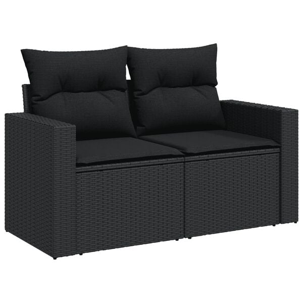 vidaXL 13 Piece Garden Sofa Set with Cushions Black Poly Rattan