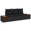vidaXL Garden Sofa Set 3 pcs 3-Seater Black Poly rattan