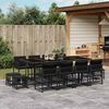 vidaXL 13 Piece Garden Dining Set with Cushions Black Poly Rattan