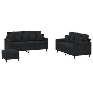 vidaXL 3 Piece Sofa Set with Cushions Black Velvet
