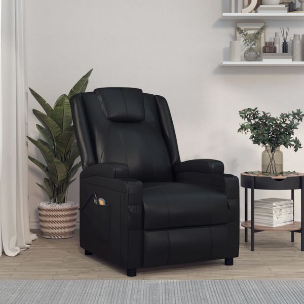 vidaXL Stand up Massage Chair Black Faux Leather