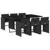 vidaXL 7 Piece Garden Dining Set with Cushions Black Poly Rattan