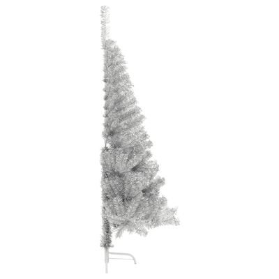 vidaXL Artificial Half Christmas Tree with Stand Silver 150 cm PET