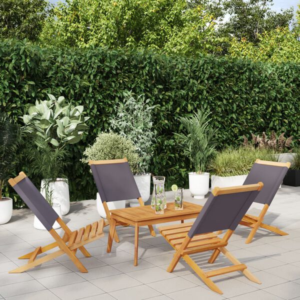 vidaXL Folding Garden Chairs 4 pcs Anthracite Fabric and Solid Wood