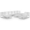vidaXL 10 Piece Garden Lounge Set White Solid Pinewood