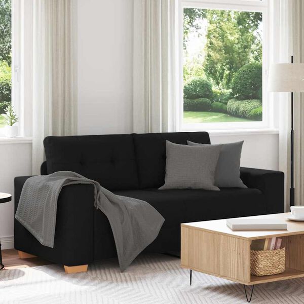 vidaXL Loveseat Sofa Black 180x77x82 cm Fabric