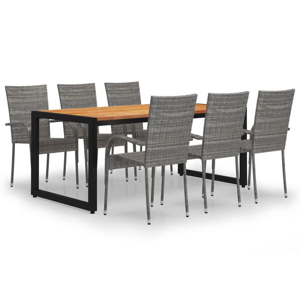 vidaXL 7 Piece Garden Dining Set Grey