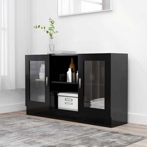 vidaXL Vitrine | Black | Engineered wood, glass | 120 cm x 30.5 cm x 70 cm