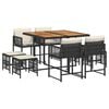 vidaXL 9 Piece Garden Dining Set with Cushions Black Poly Rattan