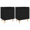 vidaXL Bed Cabinets with Solid Wood Legs 2 pcs Black 40x30x50 cm