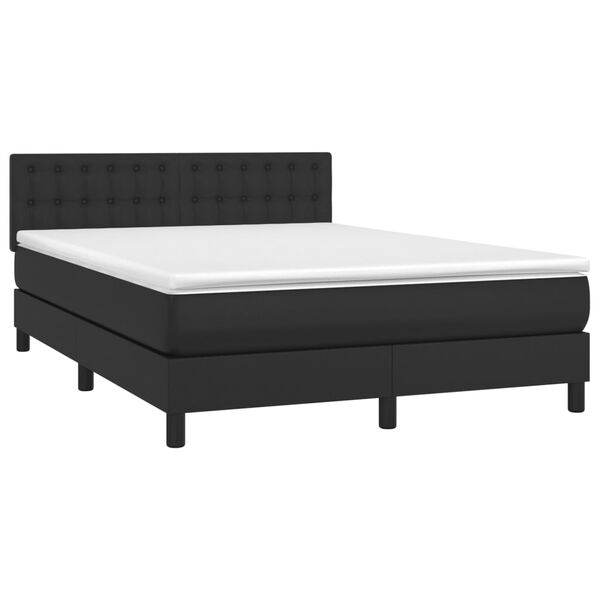 vidaXL Box Spring Bed with Mattress Black 137x187 cm Double Size Faux Leather