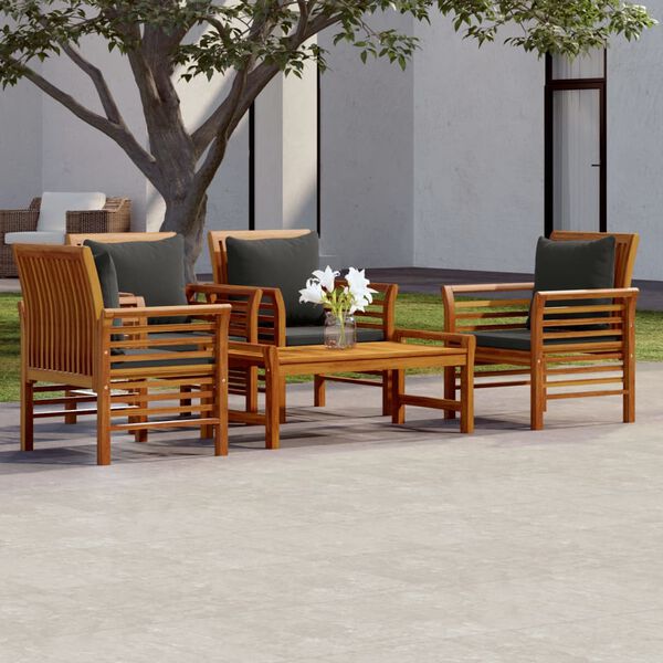 vidaXL 5 Piece Garden Lounge Set with Cushions Solid Wood Acacia